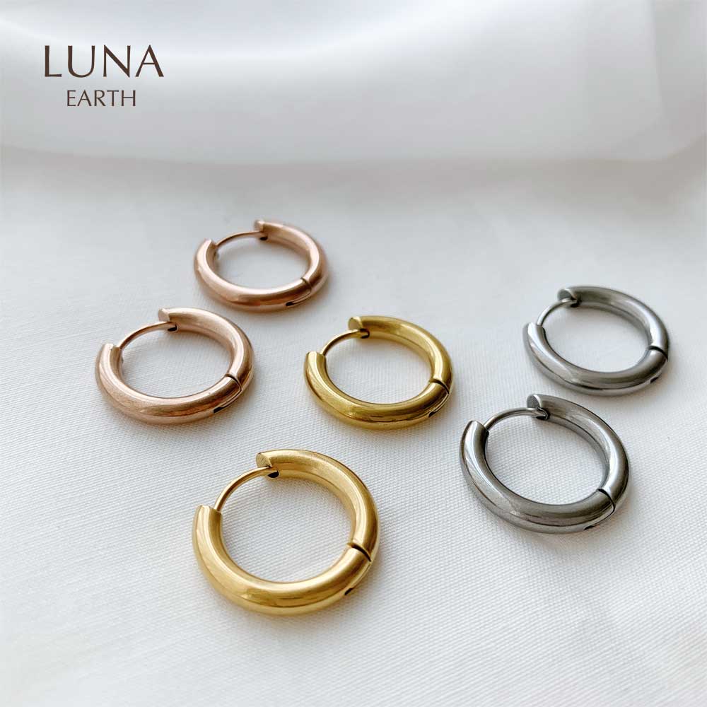 (P389) Openable Simple Hoop Earrings / Stainless SteelN LUNA EARTH
