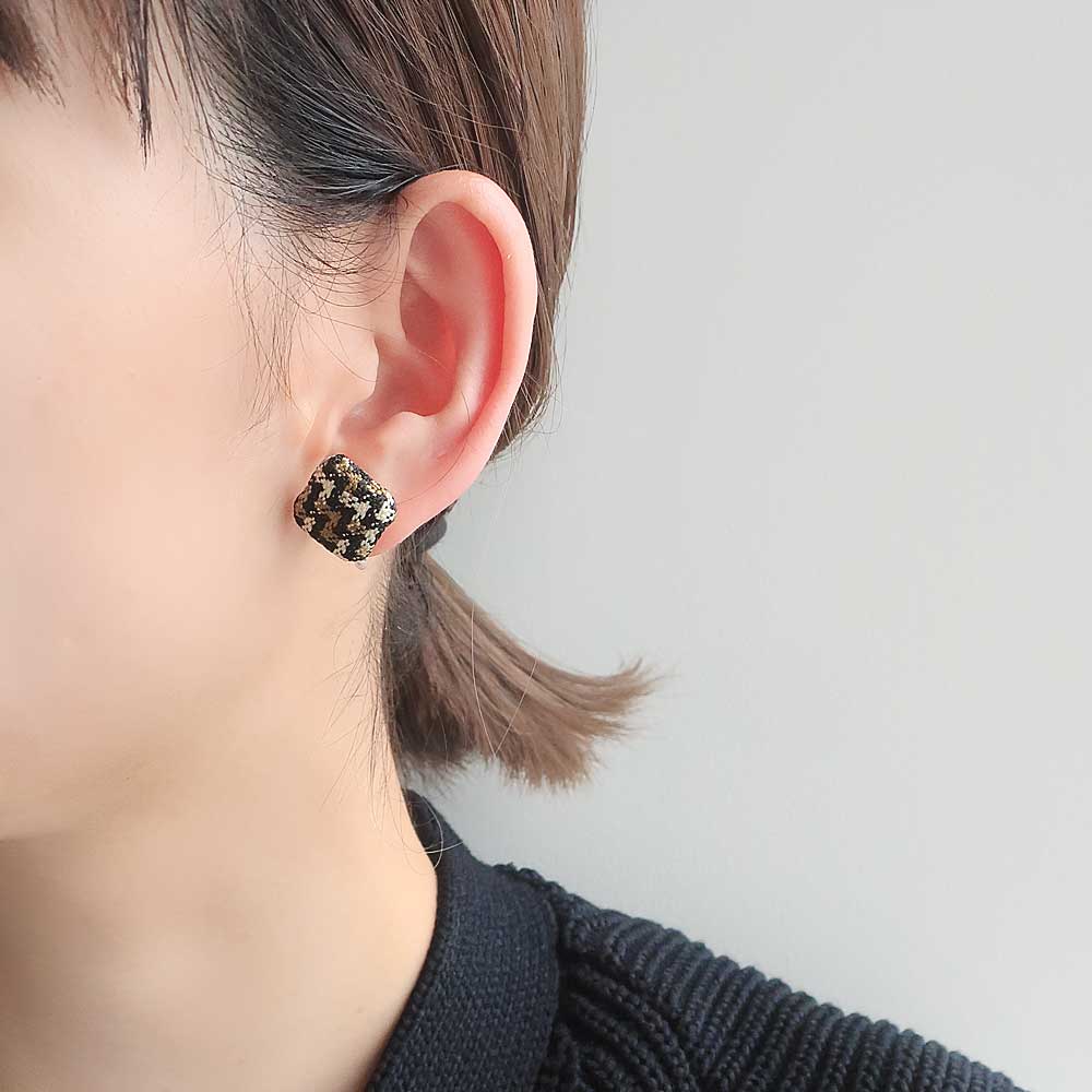 天然石イヤリング　ムーアカイトスクエア　29-4樹脂ピアスも可能 天然石イヤリング ムーアカイトスクエア 29-4樹脂ピアスも可能