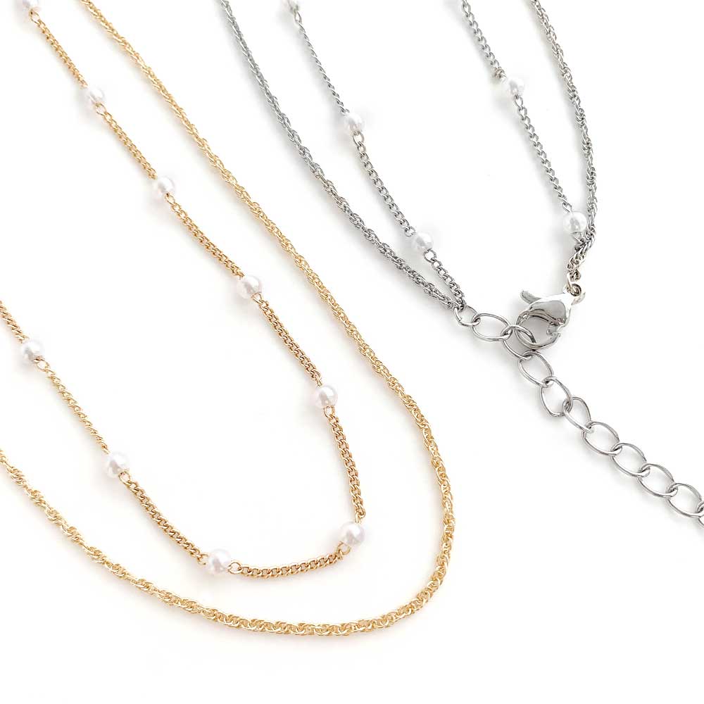 (N-173) DOUBLE PEARL CHAIN ​​NECKLACE