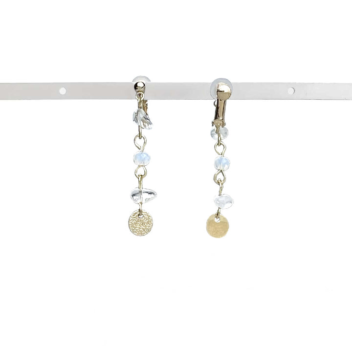 617】スターフラワーとパールビーズのピアス／イヤリング／ガラス